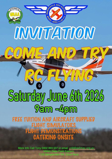 Come and Try  RC Model Aircraft Flying            Saturday June 6th 2026